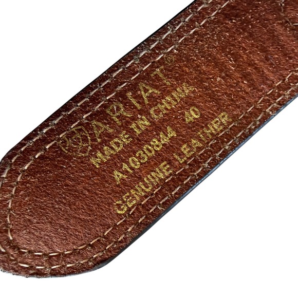 Ariat Mens Digital Camo Leather Belt American Flag Buckle Brown 40 A1030844 - Picture 4 of 8